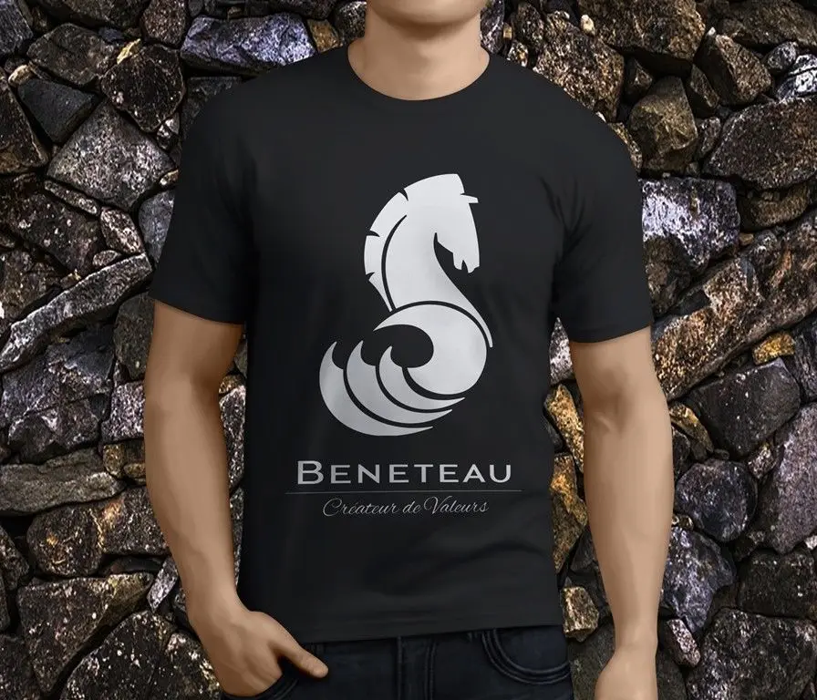 New Popular Beneteau Sailinged Boat Men's Black T-Shirt Men Summer | Мужская одежда