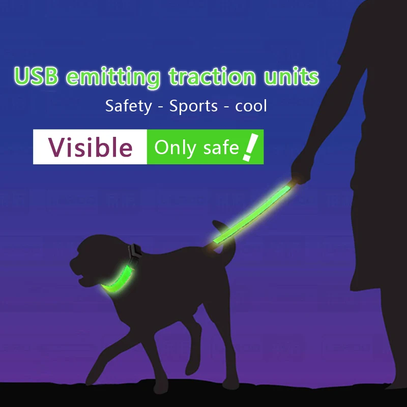Pet Dog Collars and Leads LED Light Pet USB Charging Large Dogs