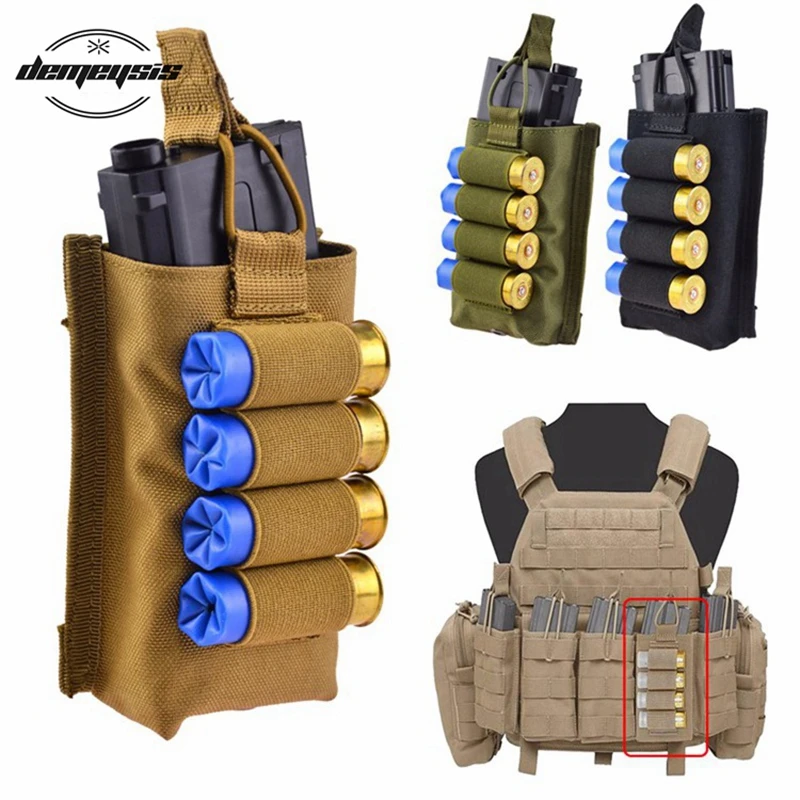 Tactical MOLLE Single 5.56mm Magazine Pouch with Shotgun Strip Mag