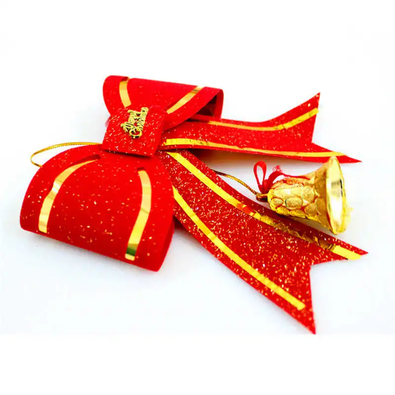 Красный и золотой банты для елки лук украшения подарок Орнамент Merry XMAS#2o17