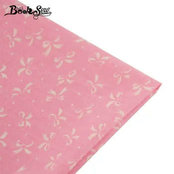 

Booksew 100% Cotton Plain Fabric Home Textile Fat Quarter Quilting Crafts Doll's DIY Patchwork White Bowknot Design Pink Cloth