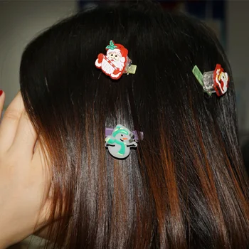 

500PCS Party Decoration Led High Quality Christmas Hairpin Santa Socks Tree Sweet Cute Women Girl Hair Clip Child Holiday Gift