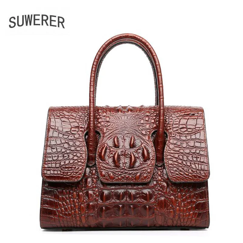 De Black Femmes Femme Sacs Crocodile brown Designer Les Modèle Luxe À Main purple Véritable brown Suwerer Cuir En Pour Mode 7a8xqxB