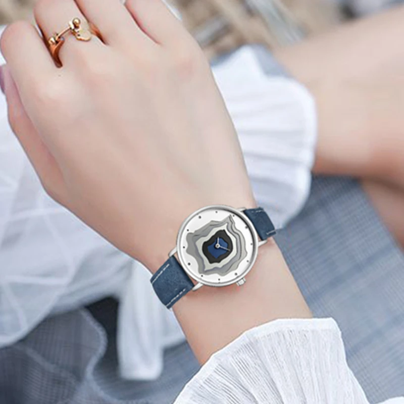 

2018 Fashion Creative Watches Women Quartz-watch CADISEN Top Brand Unique Dial Design Lovers' Watch Leather Wristwatches Clock