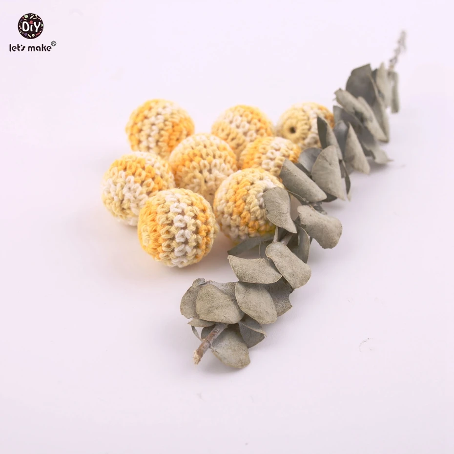 

Let's Make Crochet Beads 20mm 10pc Rustic Style Beads Food Grade Teether DIY Crafts BPA Free Beads Baby Teether Wooden Teething