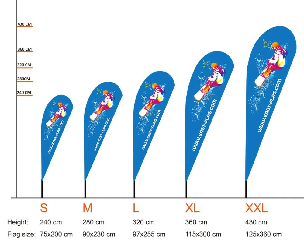 teardrop flag size layout