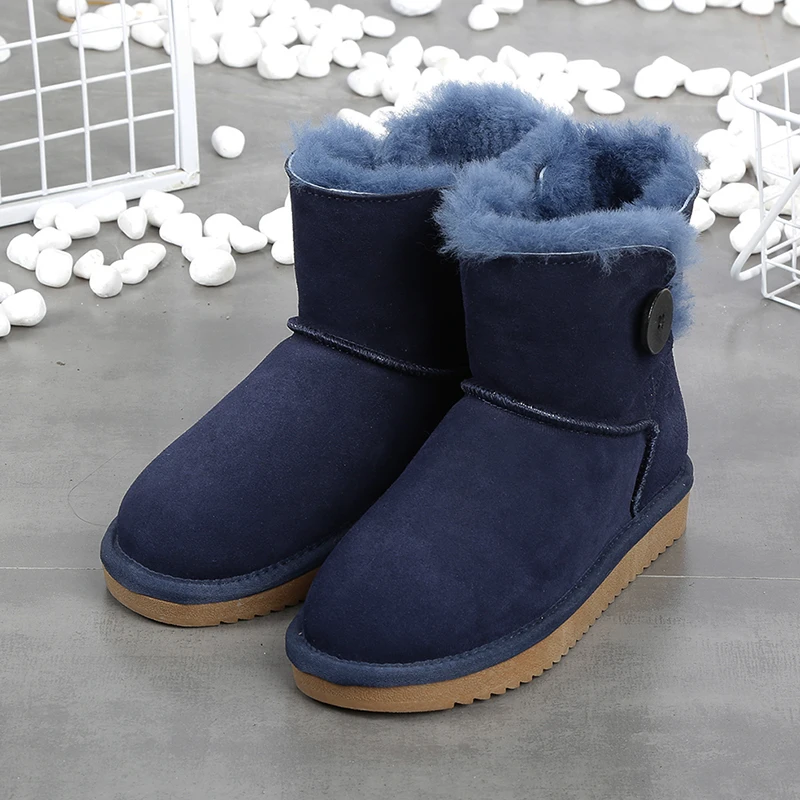 Najtaniej GRWG 2020 nowy marka prawdziwej skóry 100% wełniane śniegowce dla kobiet mini przycisk botki zimowe buty darmowa wysyłka