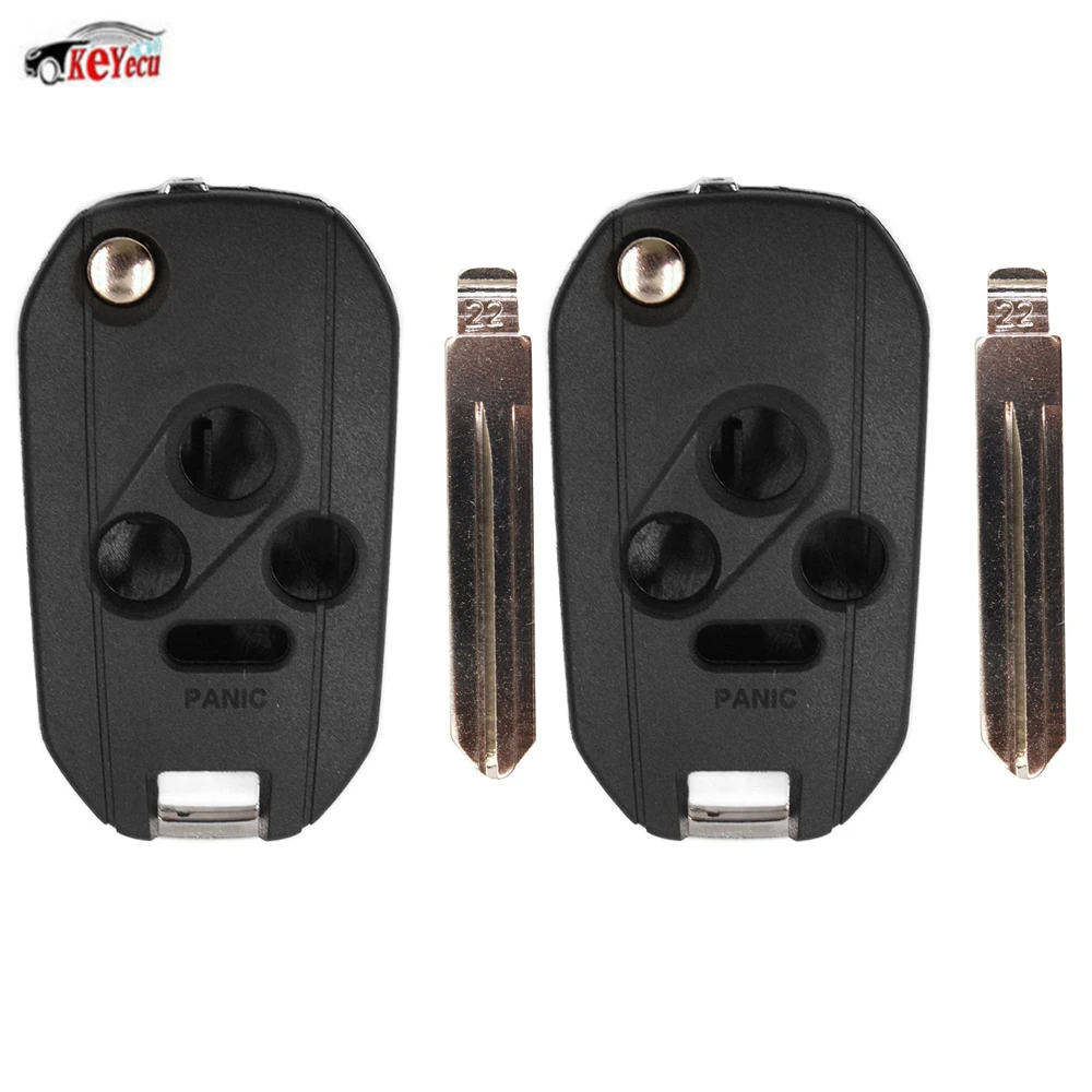 

KEYECU 2 Pcs/lot UNCUT 3+1 Button Modified Folding Remote Key Shell Case Fob for Subaru Legacy Outback