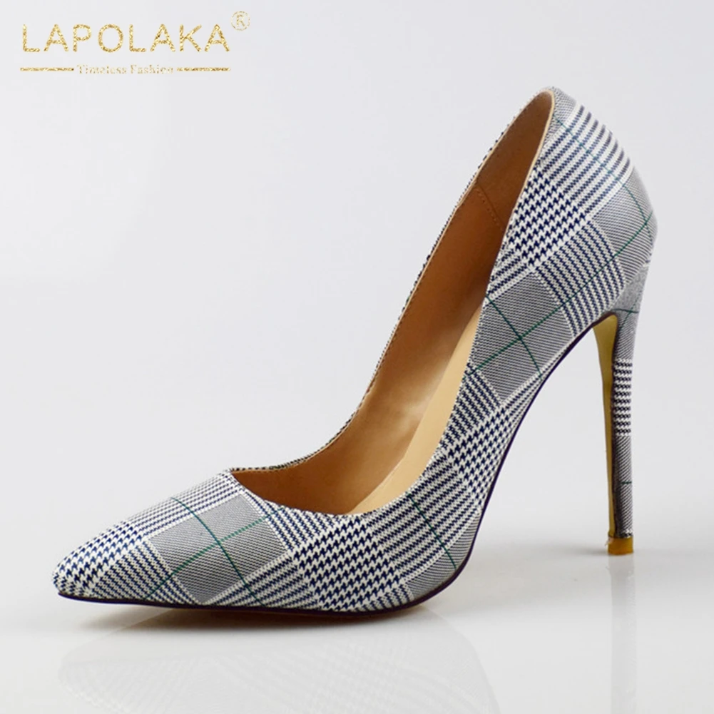 

LAPOLAKA Trendy Thin High Heel women's Shoes Woman Sexy Pointed Toe Slip On Party Wedding Pumps Large Sizes 34-45