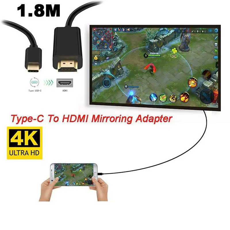 EastVita провод линии для MacBook HuaWei 1 8 м Тип C USB 3 к HDMI аудио видео кабель 4K x 2K 60 Гц 2160P HD