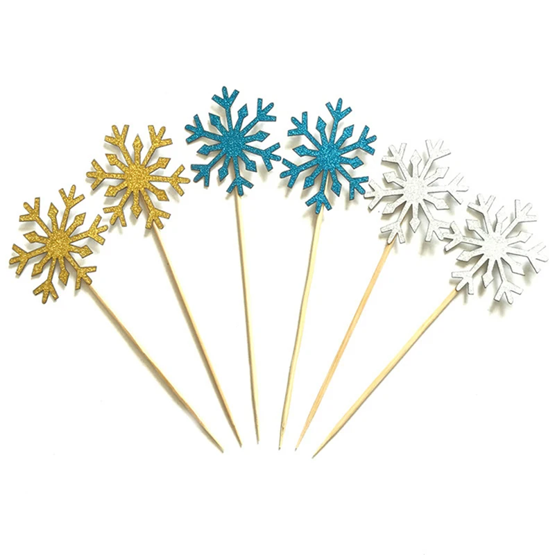 

10 Piece/BagKids Christmas Cake Supplies Accessories Snowflake Cupcake Toppers Baby Girl Frozen Birthday Party Decorations