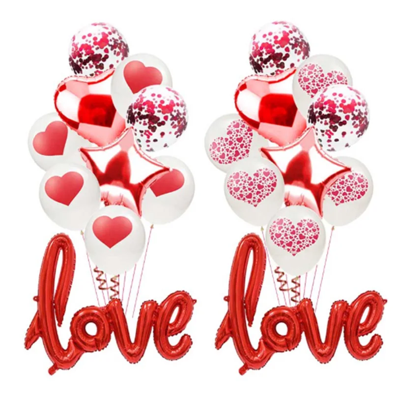 

Red love pattern printed aluminum film latex balloon wedding decoration Valentine's Day children's gift