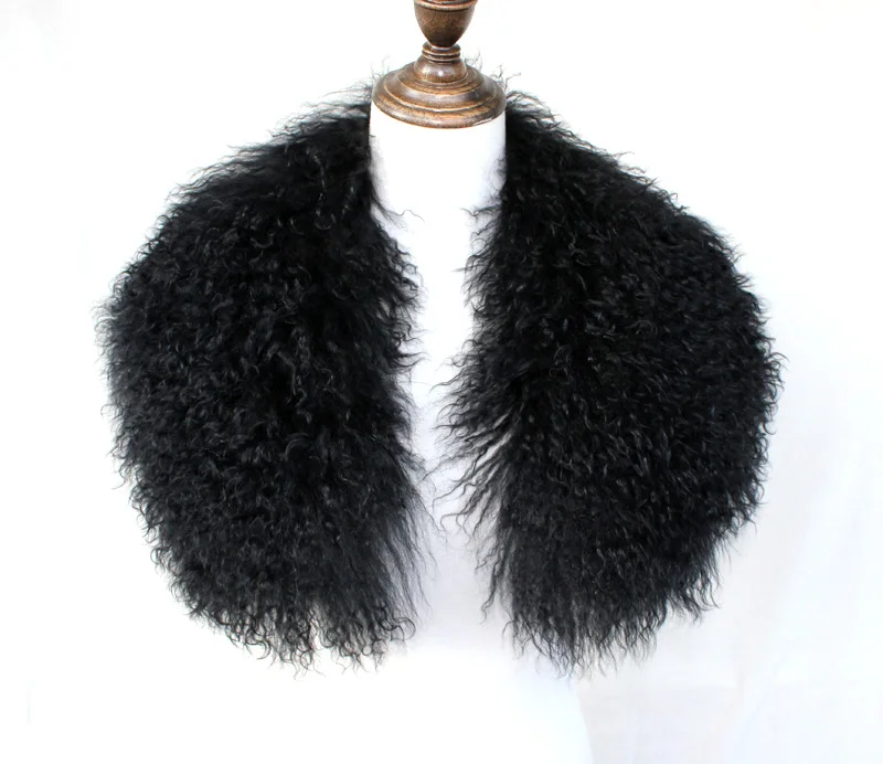 

Fashion New Women Real Mongolian Fur Sheep Fur Collar Warmer Jacket Accessory YH14