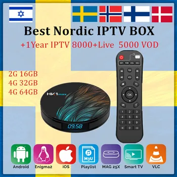 

HK1 Max Smart TV Box Android 9.0 4G32GB+1 year IPTV Subscription IPTV Nordic Sweden Israel Dutch IPTV Brasil m3u android tv box