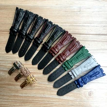 Для AP ремешок 28 мм черный синий серый зеленый коричневый с стежками натуральная кожа часы браслет со стальной пряжкой
