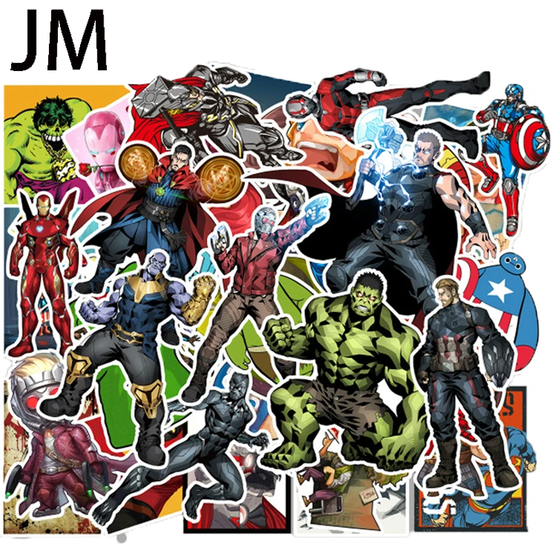 

50Pcs Lot Stickers For MARVEL Super Hero DC for notebook decals refrigerator car laptop skateboard Batman Superman Hulk