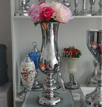 

New arrival Express free shipping 46cm 18" silver iron wedding table centerpieces vases party decoration 10pcs/lot