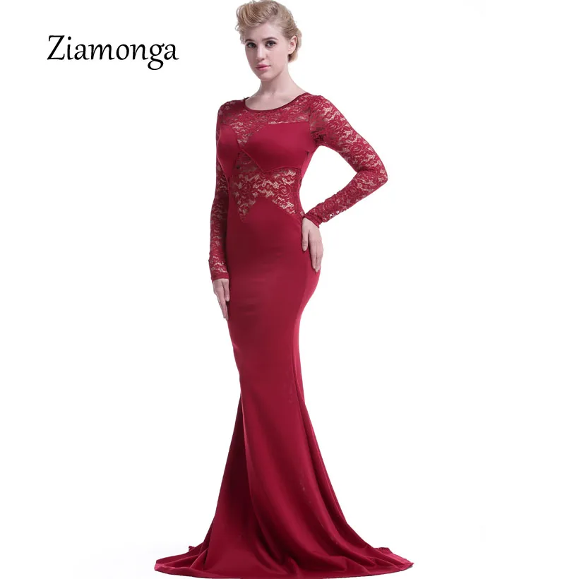 Ziamonga черное кружевное Макси-платье с длинным рукавом, сексуальное вечернее платье для вечеринки, длинное платье, халат De Soiree Longue Vestidos Largo
