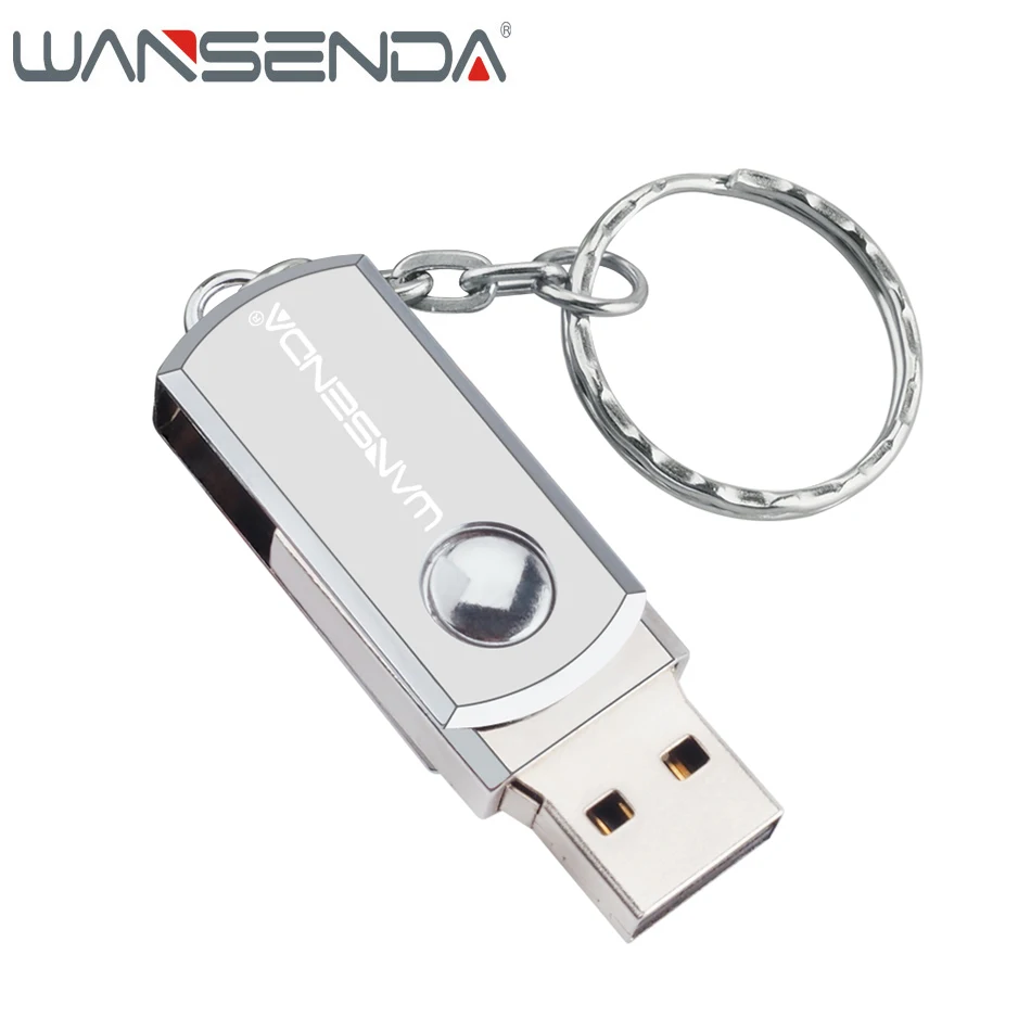 

WANSENDA Key Chain USB Flash Drive 128GB Stainless Steel Pen Drive 4GB 8GB 16GB 32GB 64GB Metal USB Memory Stick USB2.0 Pendrive