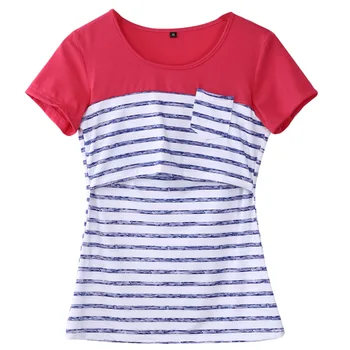

Maternity Breastfeeding Clothes Ice Silk Summer Tees Print Nursing T-shirt Top