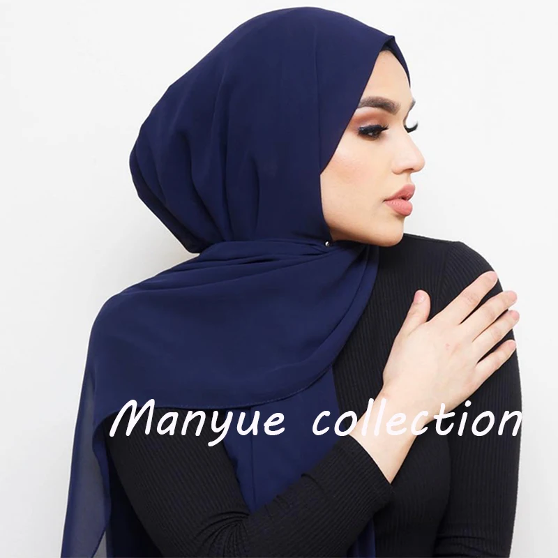 

Women Plain Bubble Chiffon Hijab Scarf Head Wraps Solid Shawls Headband Soft Long Muslim Head Scarf Georgette Scarves Hijabs