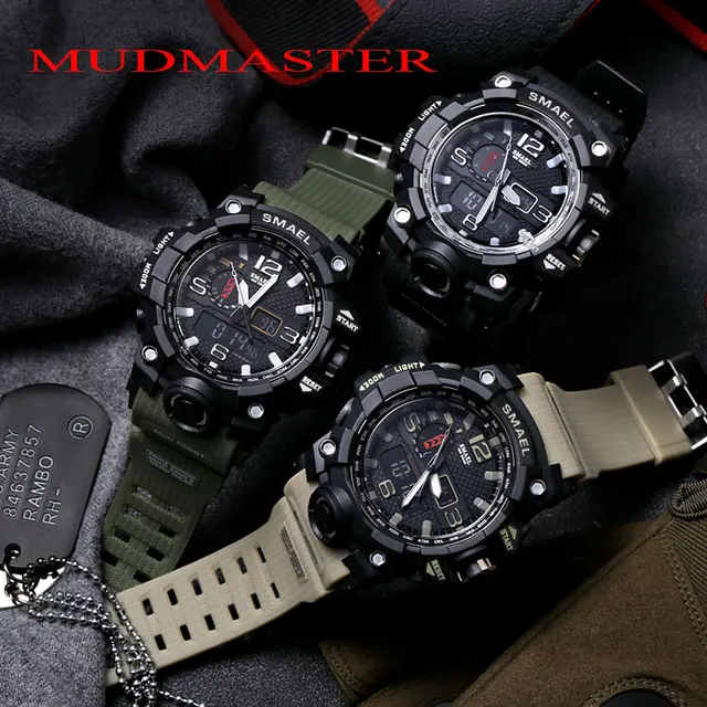 SMAEL Marka Fashion Watch mężczyźni wodoodporny Sport Military Zegarki 1545 mężczyźni luksusowy zegarek analogowy kwarcowy podwójny wyświetlacz zegarek tanie i dobre opinie Quartz Wristwatches Complete Calendar Shock Resistant Rattrapante Stop Watch LED display Auto Date Water Resistant Back Light Chronograph Multiple Time Zone Alarm Perpetual Calendar SMAEL Marka Fashion Watch mężczyźni wodoodporny Sport Military Zegarki 1545 mężczyźni luksusowy zegarek analogowy kwarcowy podwójny wyświetlacz zegarek tanie i dobre opinie Quartz Wristwatches Complete Calendar Shock Resistant Rattrapante Stop Watch LED display Auto Date Water Resistant Back Light Chronograph Multiple Time Zone Alarm Perpetual Calendar