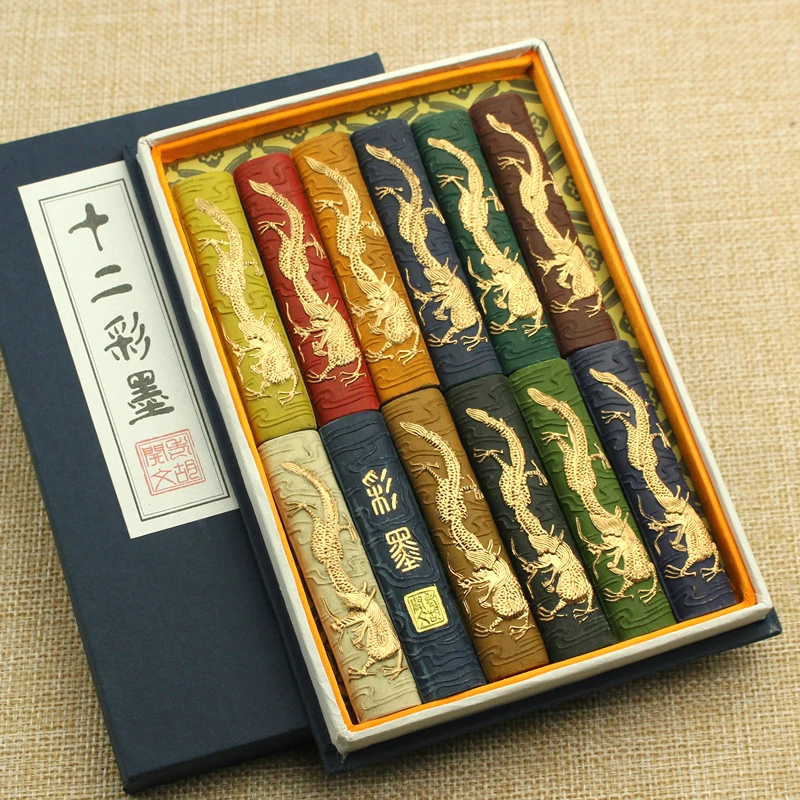 

Colored Hui Ink Stick Chinese Painting Colored Ink Block Set Painting Calligraphy Writing Inker Ink stone Watercolor Solid Ink