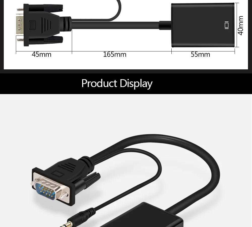 1080 HD Высокое разрешение VGA в HDMI конвертер «Папа-мама» кабель с аудио выходом адаптер для ПК ноутбук к HDTV проектор