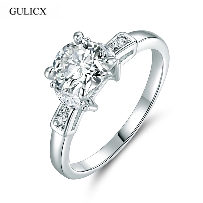 

GULICX 2017 Brand Fashion Engagement Rings for Women White Gold-colorMidi Ring Big Crystal Cubic Zirconia Jewelry R057