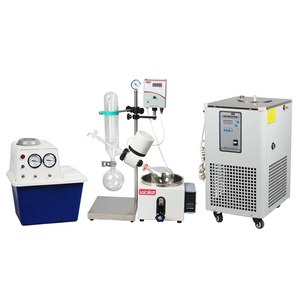 2L Hand Lift Rotary Evaporator with Vacuum Pump & Chiller in
