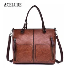 ACELURE, мягкие женские Сумки из искусственной кожи, одноцветные, вместительные сумки-тоут, винтажные модные сумки на плечо, женские повседневные сумки через плечо