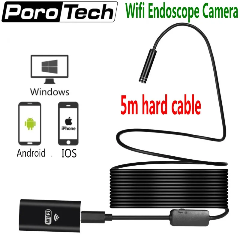 Новые Wi-Fi камера-эндоскоп Android IOS boroscope камера 5 м жесткий кабель 8 мм беспроводной водонепроницаемый iphone камеры эндоскопа 8 светодиоды