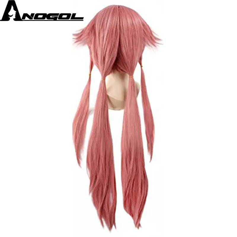 Anogol Аниме дневник будущего Gasai Yuno Mirai Nikki Длинный розовый прямой Синтетический Косплей парик для Хэллоуина костюм для девочек