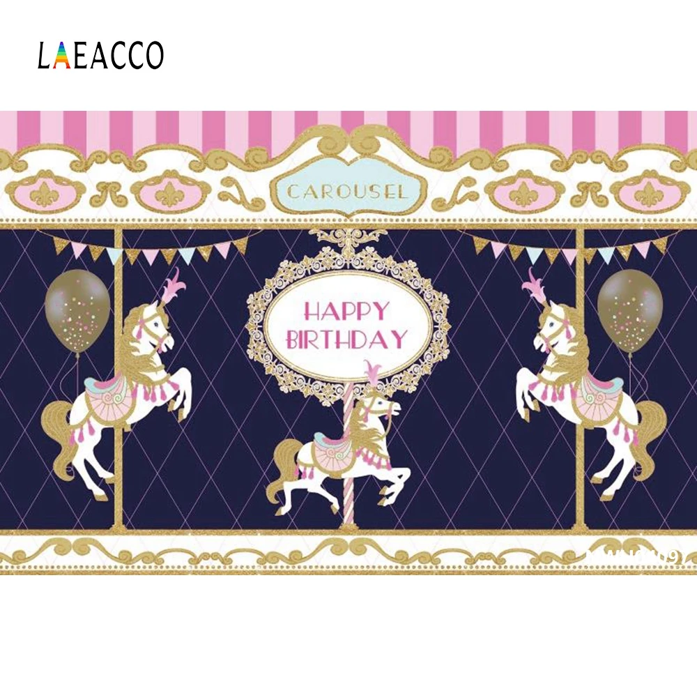 

Laeacco Unicorn Carousel Circus Newborn Baby Photography Backdrop Vinyl Seamless Photographic Background For Photographic Studio