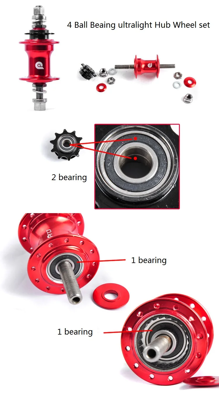 Cheap Litepro 14 inch Folding Bike Wheel set 9T 10T 20 Hole 4 Bearing Bicycle Hub Wheel Rims smt 412 410 Modified parts 2