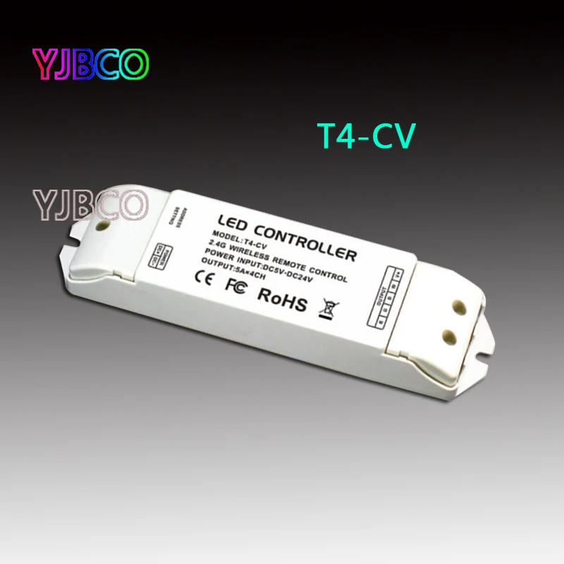 

T4-CV 2.4G Wireless Receiving controller Constant Voltage LED Receiver Suitable for T1, T2, T2M, T3, T3M, T3X, T4 Remote Control