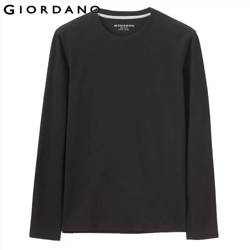 Giordano los hombres T camisa de los hombres cepillado de algodón de cuello redondo Camiseta de manga larga Hombre duradera Tee cálido y cómodo para Hombre clásico Giordano los hombres T camisa de los hombres cepillado de algodón de cuello redondo Camiseta de manga larga Hombre duradera Tee cálido y cómodo para Hombre clásico