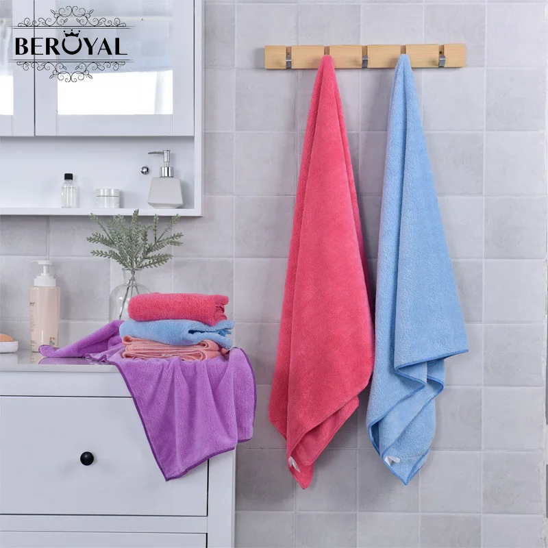 

Beroyal Brand 3pc Coral Fleece Towel Set Face/bath Towel Washcloth Solid Hand Hair Towels Plain Quick Dry Towel Bathroom