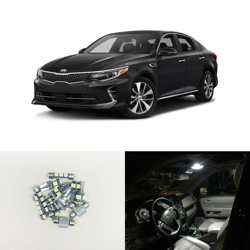 

12PCs Led Interior Car Lights Package Kit For Kia Optima 2011-2017 Car-Styling CAN-bus No Error White Led Replacement Bulbs Lamp