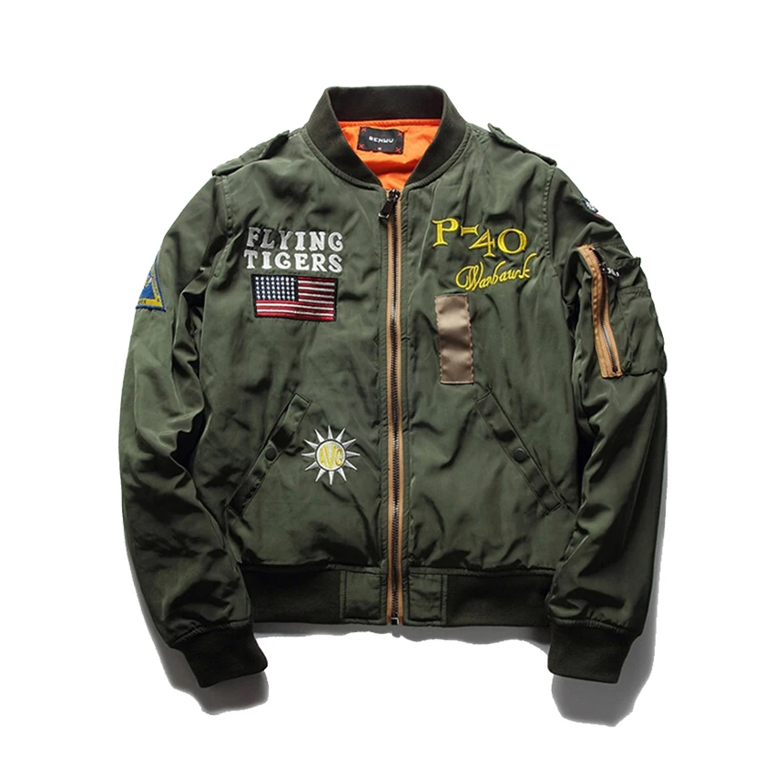 

Hot Sale Mens Spring MA1 Pilot Bomber Jacket Thin Military Army Flying Tigers Cool Baseball Flight Jacket Plus Size M-4XL