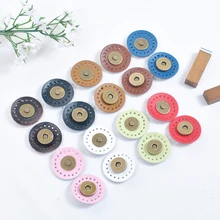 Accessories diy handmade patchwork circle sew-on magnetic buckle multi-color genuine leather handmade bag magnetic snap buttons