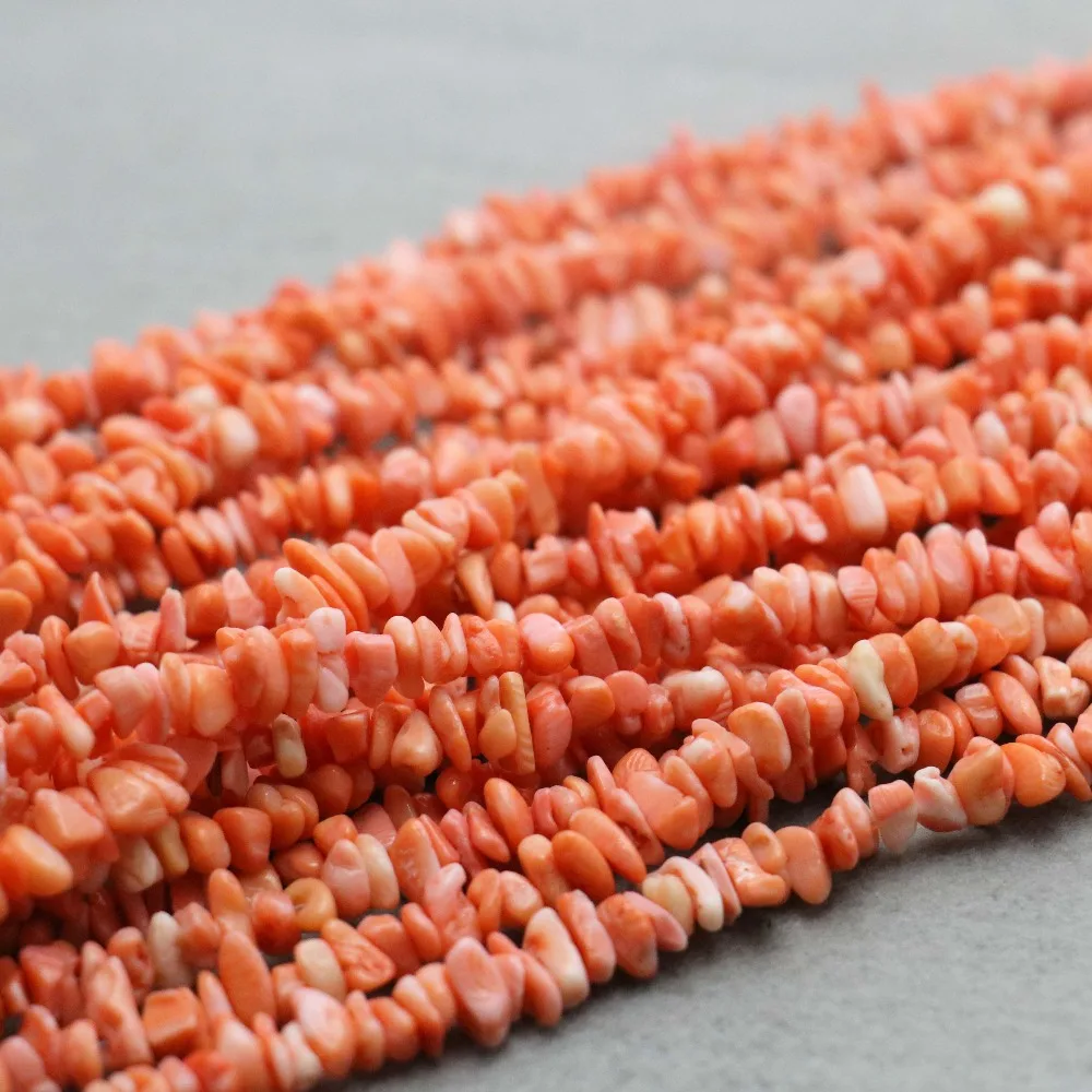 

86cm Natural Stones Irregular Pink Imi-Coral Broken Beads Loose Bracelet Necklace Accessories For Women Girls Hand Chain Jewelry