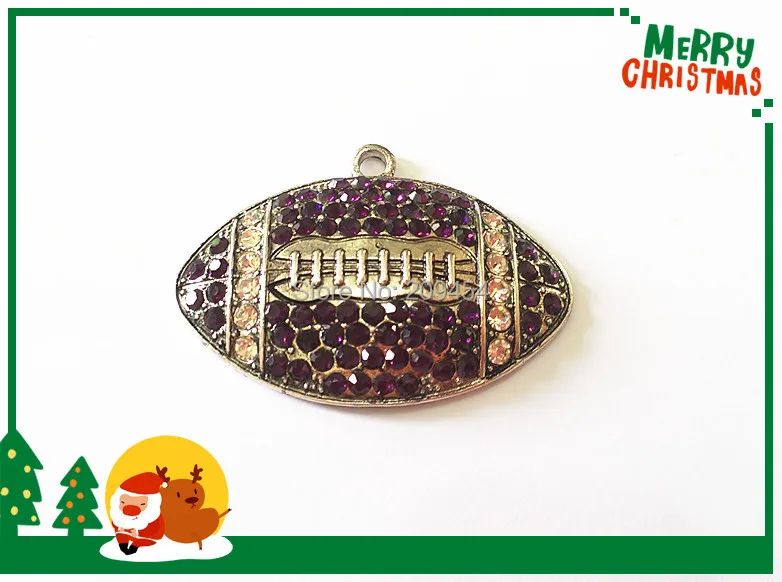 

Wholesale !! 50mm*35mm 10pcs/lot Antique Silver Dark Purple Football Pendant