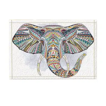 

National Style Painting of Elephant Head Bath Rugs, Non-Slip Doormat Floor Entryways Outdoor Indoor Front Door Mat (Multi2)