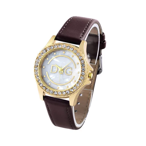 Relojes mujer, роскошные Брендовые женские часы DqG, романтические, Звездные, со смайликом, наручные часы, стразы, женские часы - Цвет: Коричневый