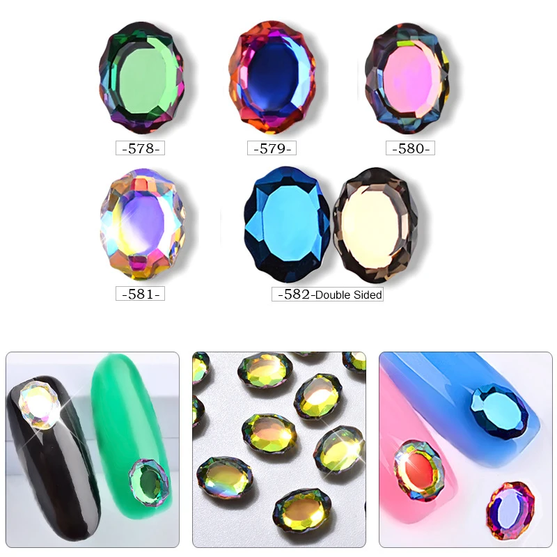 

Nail Charms Rhinestone Flat bottom Magic Mirror Manicure Jewelry 3d Nail Art Decorations Shiny loose diamond Crystal Stone 10pcs
