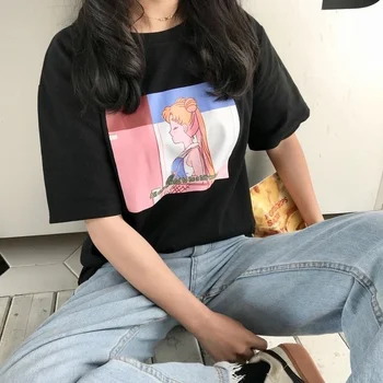 

fashionshow HJN All Atists Tend to a Bit Weird Japanese Anime Kawaii Summer T Shirts Harajuku Tops Sailor Moon Best Friends Tee
