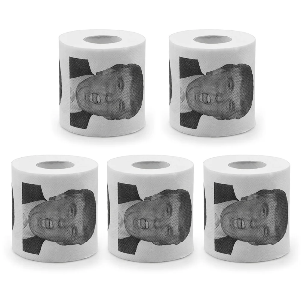 Economical 1/2/5Pcs Donald Trump Humour Toilet Paper Roll Funny Gag Gift for Bathroom ds99 - Color: 5 pcs