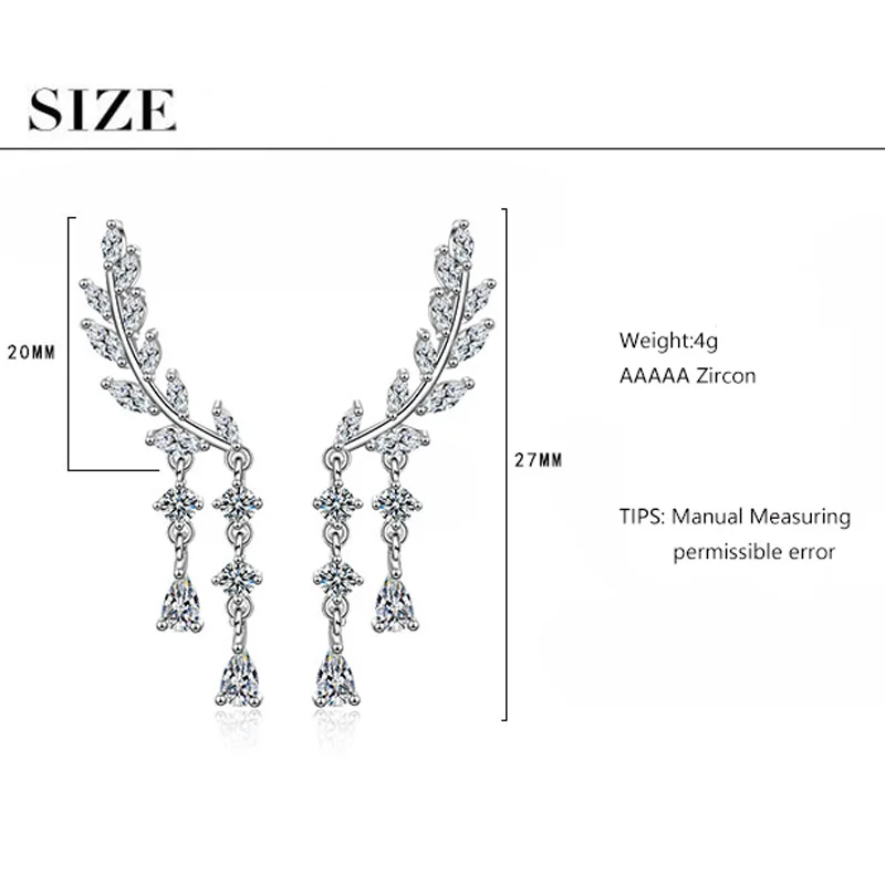 Anenjery, очаровательные 925 пробы, серебряные, циркониевые, крылья, капли воды, длинные серьги с кисточками для женщин, подарок, Букле д 'Орель, S-E818