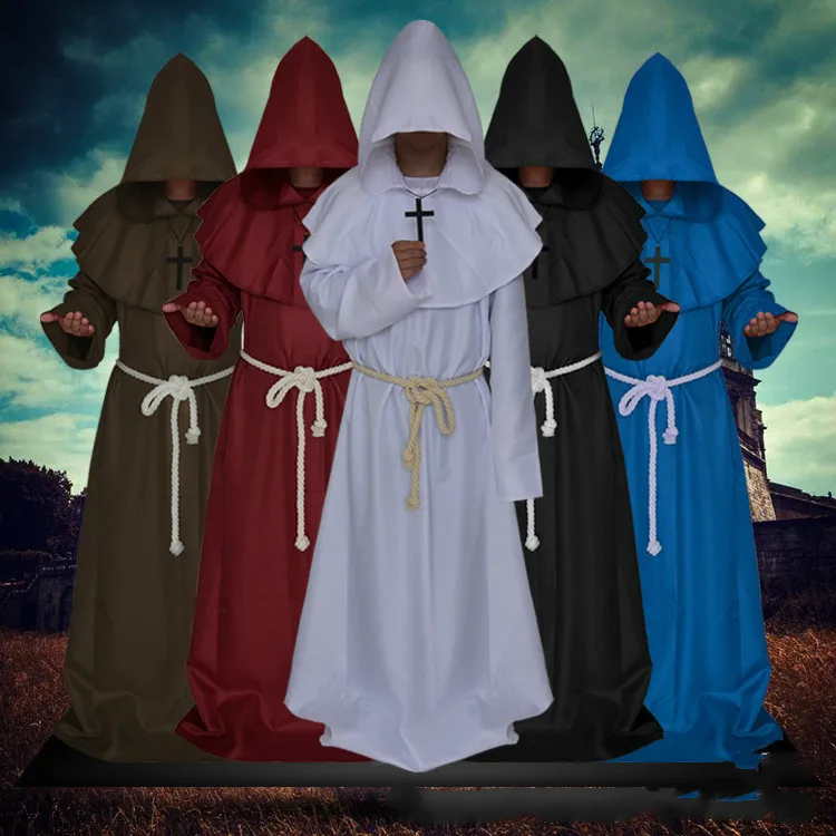 Monk Hooded Robes Cloak Cape Friar Medieval Renaissance Priest Men